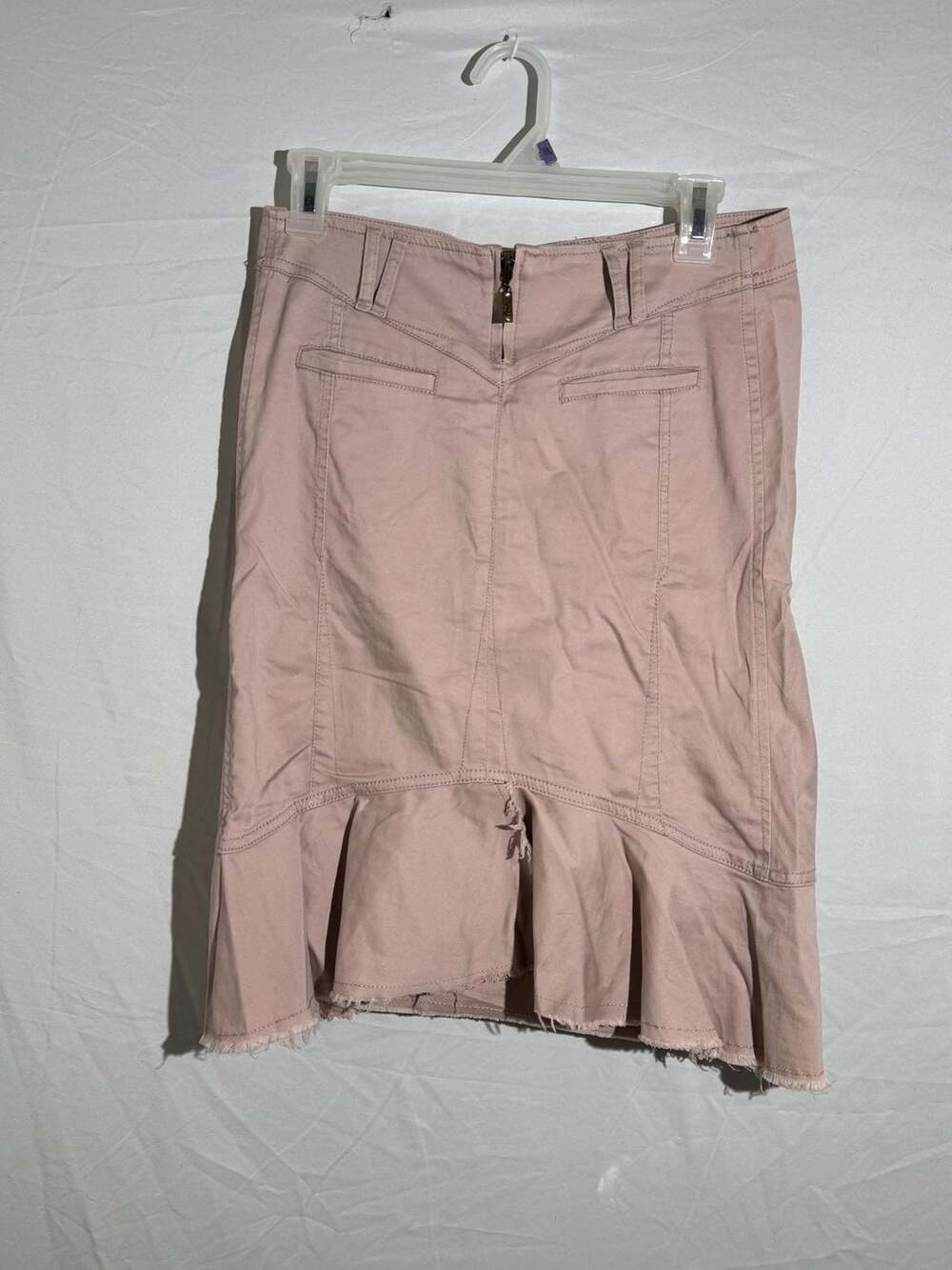 Vintage Candies Y2K Drop Waist Mermaid Hem Skirt Size 3 Dusty Pink Denim